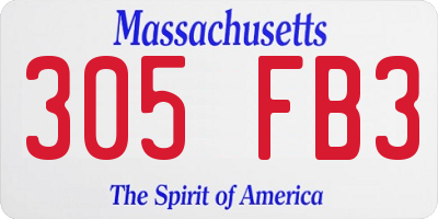 MA license plate 305FB3
