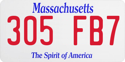 MA license plate 305FB7