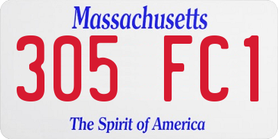 MA license plate 305FC1