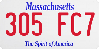 MA license plate 305FC7