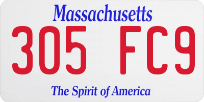 MA license plate 305FC9