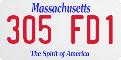 MA license plate 305FD1
