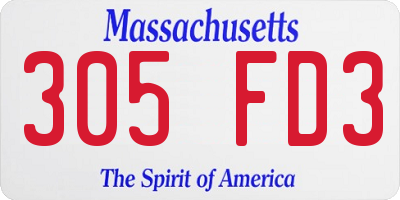 MA license plate 305FD3