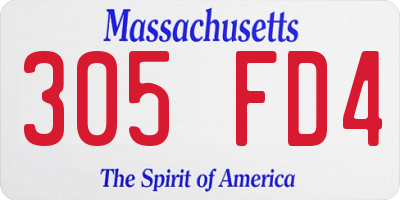 MA license plate 305FD4