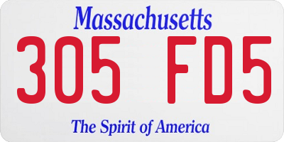 MA license plate 305FD5