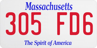 MA license plate 305FD6