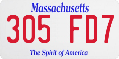 MA license plate 305FD7