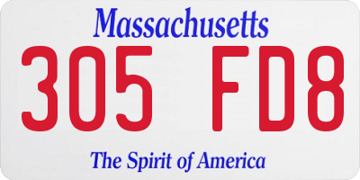 MA license plate 305FD8