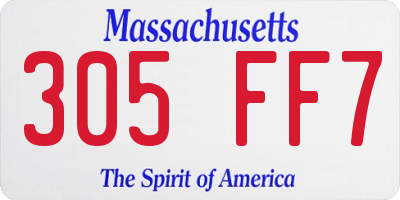 MA license plate 305FF7