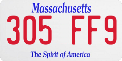 MA license plate 305FF9