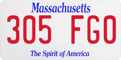 MA license plate 305FG0