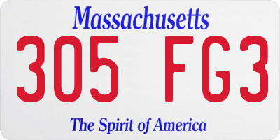 MA license plate 305FG3