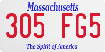 MA license plate 305FG5