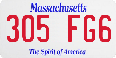 MA license plate 305FG6