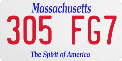 MA license plate 305FG7