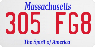 MA license plate 305FG8