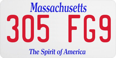 MA license plate 305FG9