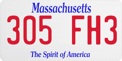 MA license plate 305FH3
