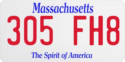MA license plate 305FH8