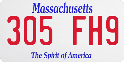 MA license plate 305FH9
