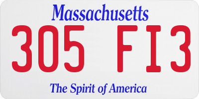 MA license plate 305FI3
