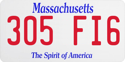 MA license plate 305FI6