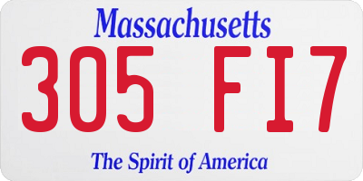 MA license plate 305FI7