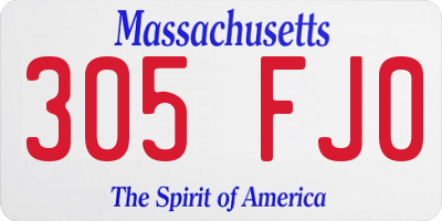MA license plate 305FJ0