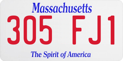 MA license plate 305FJ1