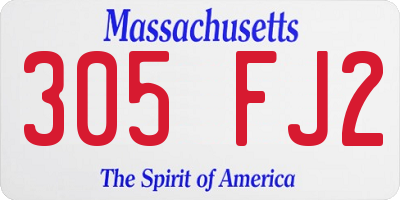 MA license plate 305FJ2