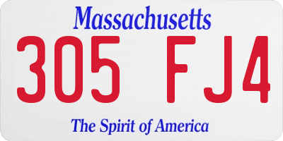 MA license plate 305FJ4