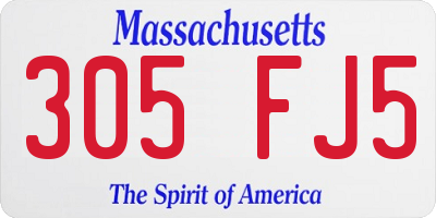 MA license plate 305FJ5