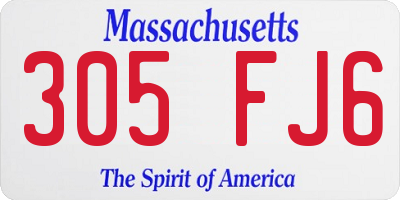 MA license plate 305FJ6