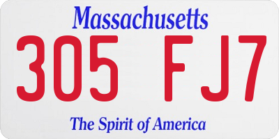 MA license plate 305FJ7