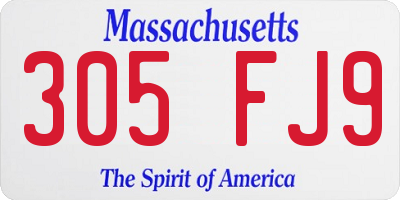 MA license plate 305FJ9
