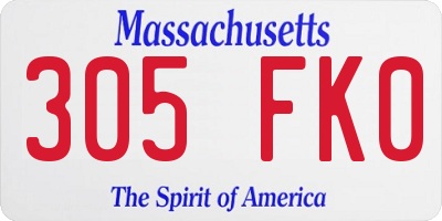 MA license plate 305FK0