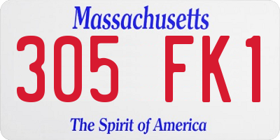 MA license plate 305FK1