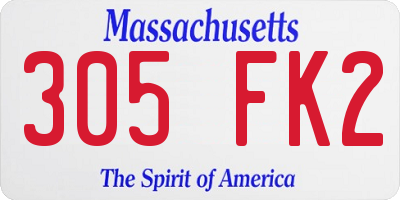 MA license plate 305FK2