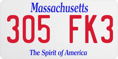 MA license plate 305FK3