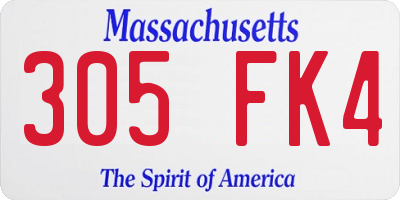 MA license plate 305FK4