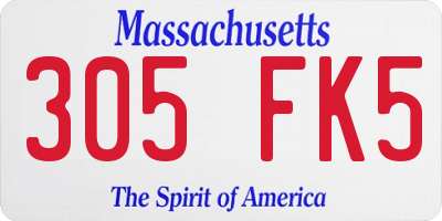 MA license plate 305FK5