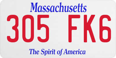 MA license plate 305FK6