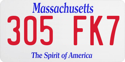 MA license plate 305FK7