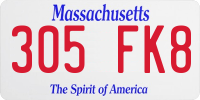 MA license plate 305FK8