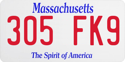 MA license plate 305FK9