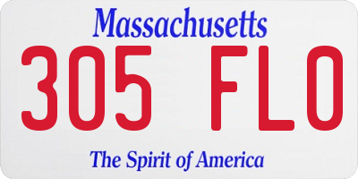 MA license plate 305FL0