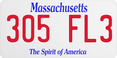 MA license plate 305FL3