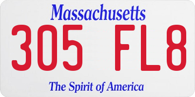MA license plate 305FL8