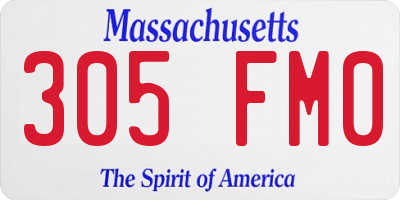 MA license plate 305FM0