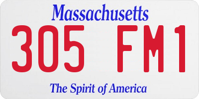 MA license plate 305FM1